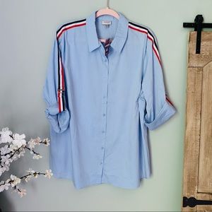 Avenue Contrast Trim Button Front Shirt NWT 18/20